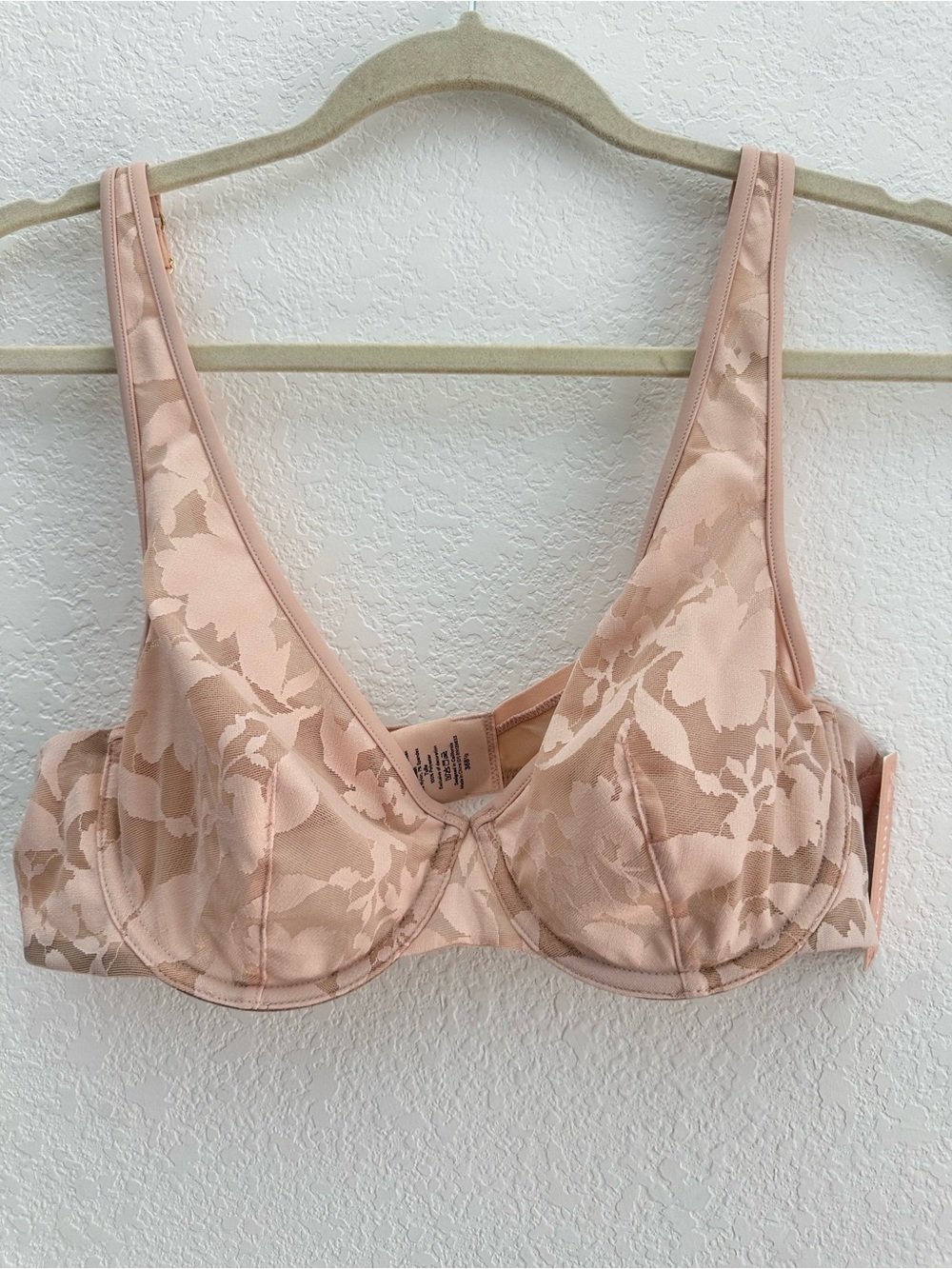 ThirdLove Foliage Lace Unlined Underwire Bra 36B 1/2 Blush Pink NWT New